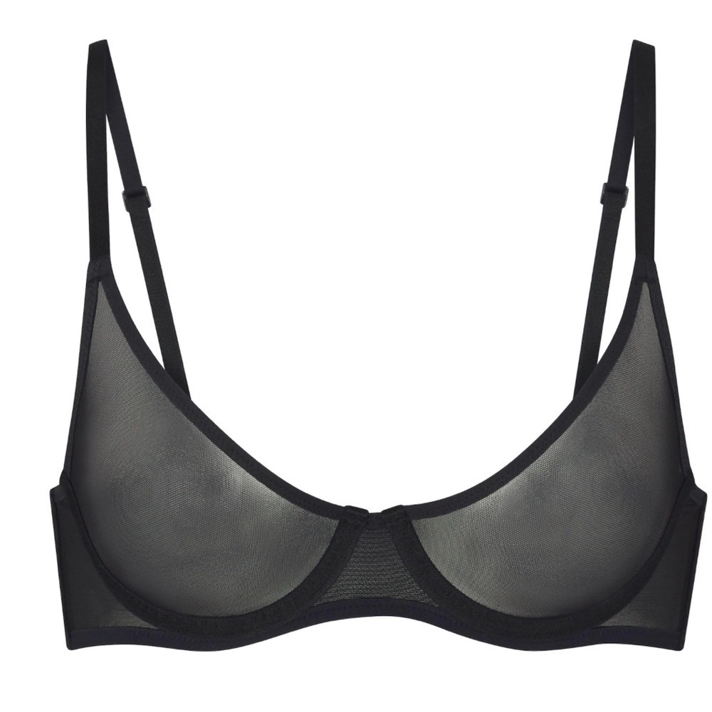 Women SKIMS bras ultra fine Mesh Scoop black BR-UWR-2010-ONX-42C‎ NWT